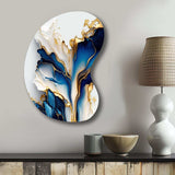 Abstract Geode Gold And Blue Marble Shape III - Asymmetric Metal Wall Art