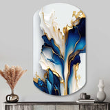 Abstract Geode Gold And Blue Marble Shape III - Asymmetric Metal Wall Art