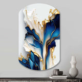 Abstract Geode Gold And Blue Marble Shape III - Asymmetric Metal Wall Art