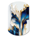 Abstract Geode Gold And Blue Marble Shape III - Asymmetric Metal Wall Art