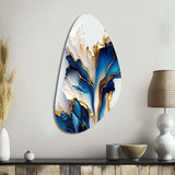 Abstract Geode Gold And Blue Marble Shape III - Asymmetric Metal Wall Art