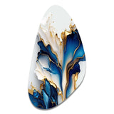 Abstract Geode Gold And Blue Marble Shape III - Asymmetric Metal Wall Art