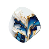 Abstract Geode Gold And Blue Marble Shape III - Asymmetric Metal Wall Art