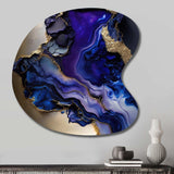 Abstract Geode Gold And Purple Marble - Asymmetric Metal Wall Art