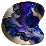 Abstract Geode Gold And Purple Marble - Asymmetric Metal Wall Art