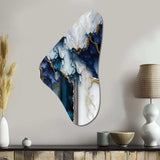 Abstract Geode White And Blue Marble I - Asymmetric Metal Wall Art