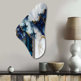 Abstract Geode White And Blue Marble I - Asymmetric Metal Wall Art