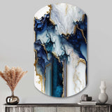 Abstract Geode White And Blue Marble I - Asymmetric Metal Wall Art