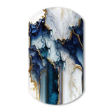 Abstract Geode White And Blue Marble I - Asymmetric Metal Wall Art