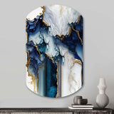 Abstract Geode White And Blue Marble I - Asymmetric Metal Wall Art