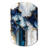 Abstract Geode White And Blue Marble I - Asymmetric Metal Wall Art