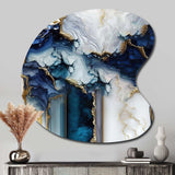 Abstract Geode White And Blue Marble I - Asymmetric Metal Wall Art