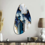 Abstract Geode White And Blue Marble I - Asymmetric Metal Wall Art