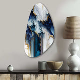 Abstract Geode White And Blue Marble I - Asymmetric Metal Wall Art