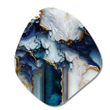 Abstract Geode White And Blue Marble I - Asymmetric Metal Wall Art