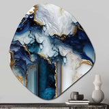 Abstract Geode White And Blue Marble I - Asymmetric Metal Wall Art