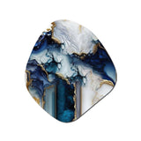 Abstract Geode White And Blue Marble I - Asymmetric Metal Wall Art