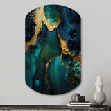 Abstract Geode Marble Green And Gold - Asymmetric Metal Wall Art