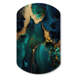 Abstract Geode Marble Green And Gold - Asymmetric Metal Wall Art