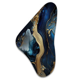 Abstract Geode Gold And Blue Marble V - Asymmetric Metal Wall Art