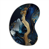 Abstract Geode Gold And Blue Marble V - Asymmetric Metal Wall Art