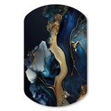 Abstract Geode Gold And Blue Marble V - Asymmetric Metal Wall Art