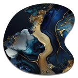 Abstract Geode Gold And Blue Marble V - Asymmetric Metal Wall Art