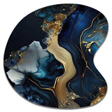 Abstract Geode Gold And Blue Marble V - Asymmetric Metal Wall Art