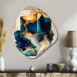 Abstract Marble Geode Blue Shape - Asymmetric Metal Wall Art