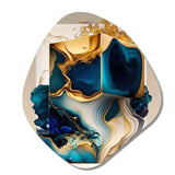 Abstract Marble Geode Blue Shape - Asymmetric Metal Wall Art