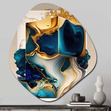 Abstract Marble Geode Blue Shape - Asymmetric Metal Wall Art