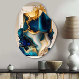 Abstract Marble Geode Blue Shape - Asymmetric Metal Wall Art