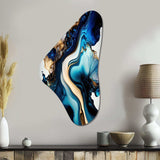 Abstract Marble Geode Blue II - Asymmetric Metal Wall Art