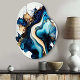 Abstract Marble Geode Blue II - Asymmetric Metal Wall Art