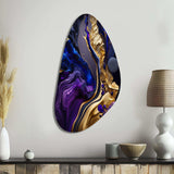 Abstract Marble Geode Purple And Blue - Asymmetric Metal Wall Art