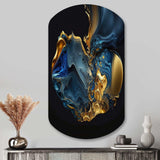 Abstract Marble Geode Blue And Gold - Asymmetric Metal Wall Art