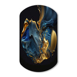 Abstract Marble Geode Blue And Gold - Asymmetric Metal Wall Art