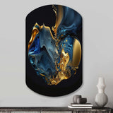 Abstract Marble Geode Blue And Gold - Asymmetric Metal Wall Art