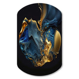 Abstract Marble Geode Blue And Gold - Asymmetric Metal Wall Art