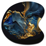 Abstract Marble Geode Blue And Gold - Asymmetric Metal Wall Art