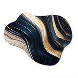 Abstract Geode Waves Blue And Gold II - Asymmetric Metal Wall Art