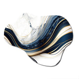 Abstract Geode Waves Blue And Gold III - Asymmetric Metal Wall Art