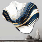 Abstract Geode Waves Blue And Gold III - Asymmetric Metal Wall Art