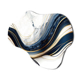 Abstract Geode Waves Blue And Gold III - Asymmetric Metal Wall Art