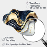 Abstract Geode Waves Blue And Gold IV - Asymmetric Metal Wall Art