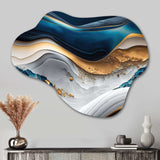 Abstract Geode Waves Blue II - Asymmetric Metal Wall Art