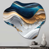 Abstract Geode Waves Blue II - Asymmetric Metal Wall Art