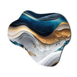 Abstract Geode Waves Blue II - Asymmetric Metal Wall Art