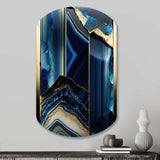 Abstract Geode Geometric Blue III - Asymmetric Metal Wall Art