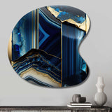 Abstract Geode Geometric Blue III - Asymmetric Metal Wall Art